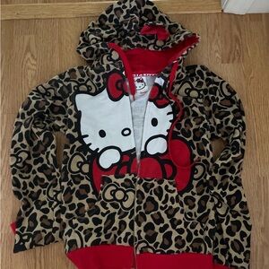 Hello Kitty Hoodie with Leopard and Red Accents